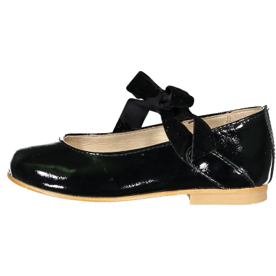 Black Patent Leather Mary Janes Bow Lace