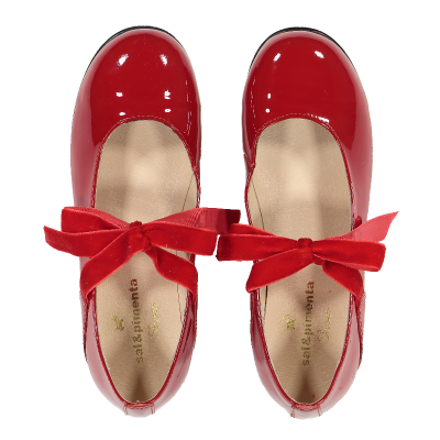 Red Patent Leather Mary Janes Bow Lace