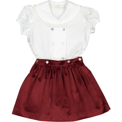 Wine Velvet Girl Set