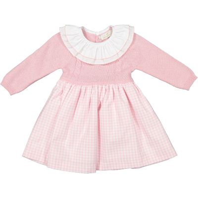 Pink Knit Gingham Dress