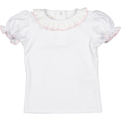Pink Trim Frilly Collar Polo