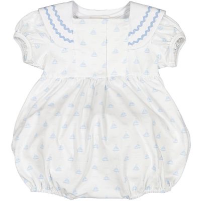  Blue Sailboats Boy Romper - 2T
