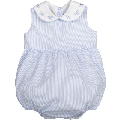 Blue Seersucker Romper
