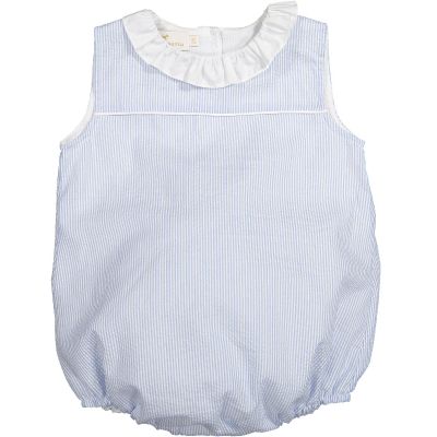 Blue Seersucker Boy Romper