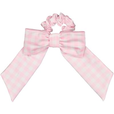  Gingham Pink Lycra Scrunchie