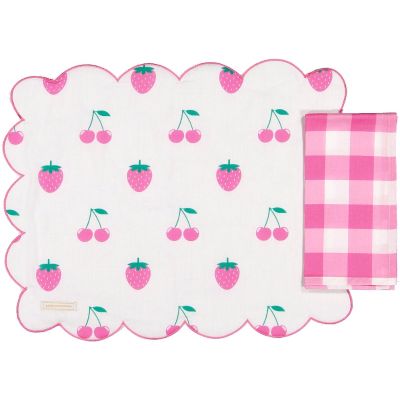 Pink Jam Set of One Placemat & Napkin