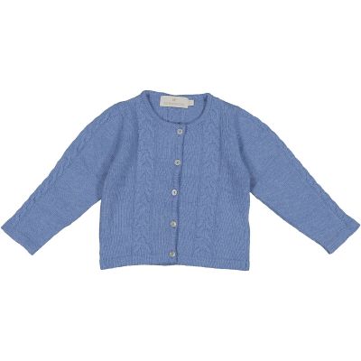 Cable-knit French Blue Bow Cardigan