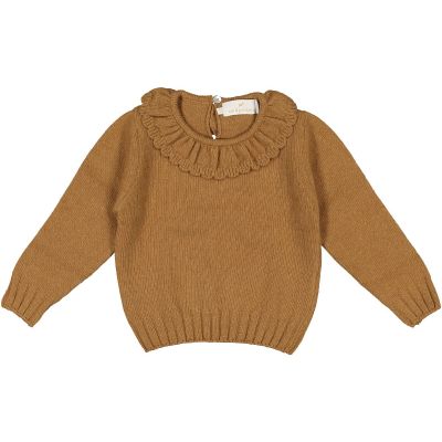 Frilly Collar Brown Knit