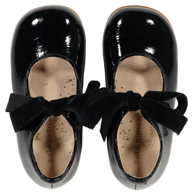 Black Patent Leather Baby Mary Janes Bow Lace