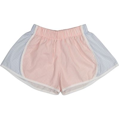 Micro Gingham Pink Sporty Shorts - 10T-12T