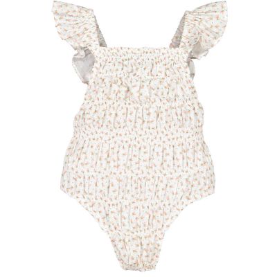 Peach Flowers Cotton Frilled Swimsui