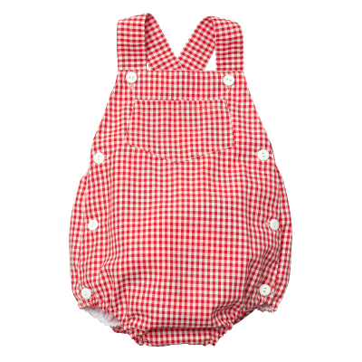 Red Gingham Boy Romper
