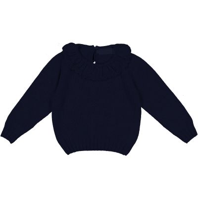 Frilly Collar Navy Knit
