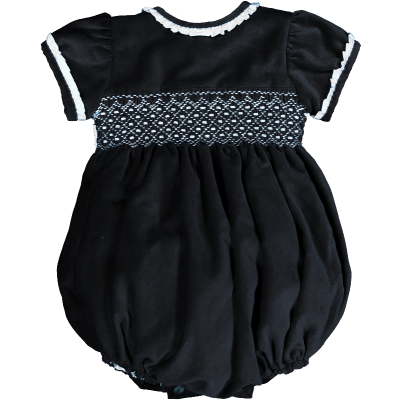 Dark Blue Velvet Smocked Romper