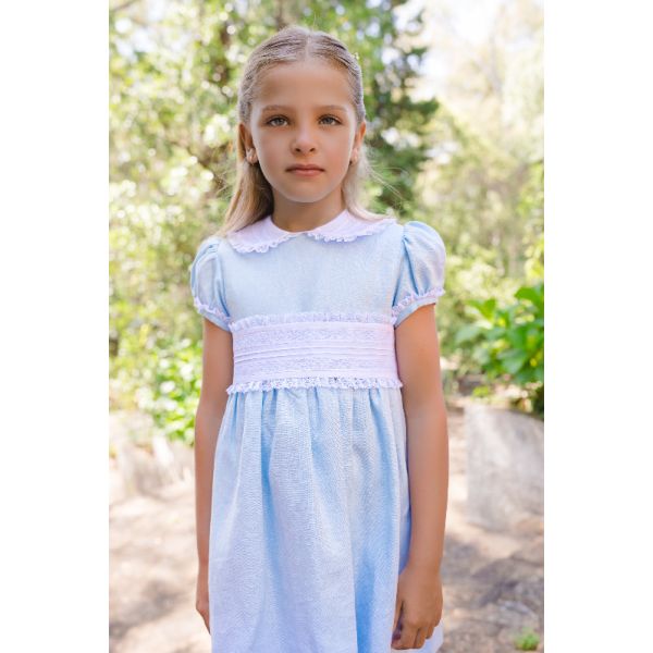 Linen Blue Classic Dress