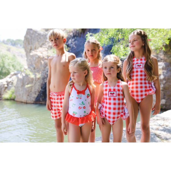 Berries and Bees Gingham Swimsuit