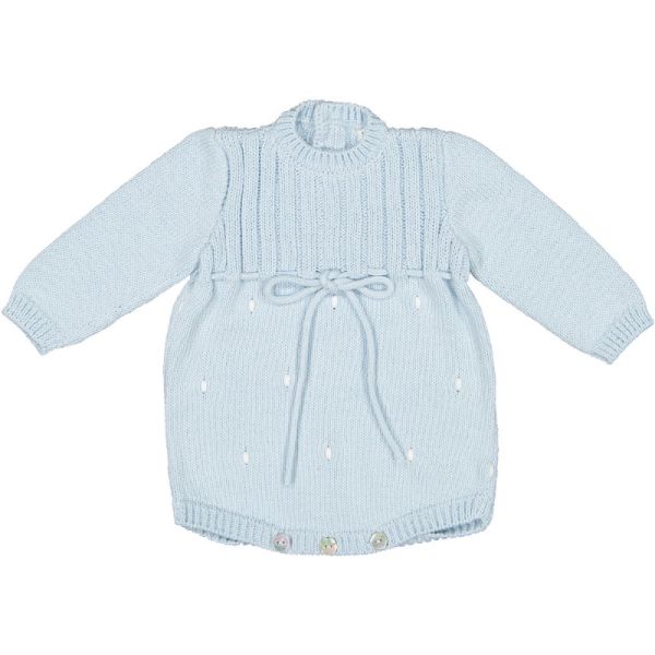 Newborn Blue Knit Romper & Baby Bonnet