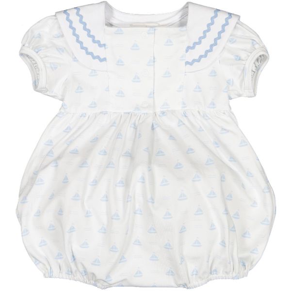 Blue Sailboats Boy Romper - 2T