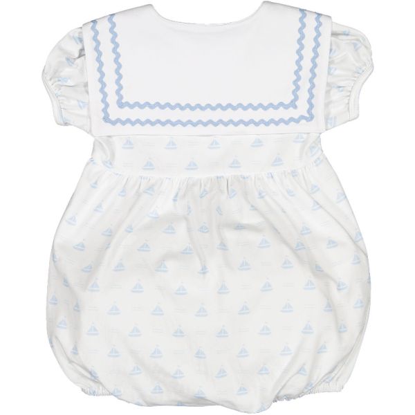  Blue Sailboats Boy Romper - 2T