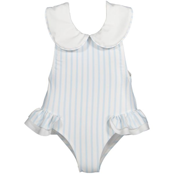 Stripes Blue Collared Swimsuit
