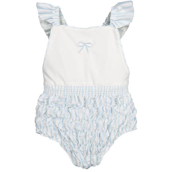  Stripes Blue Frilled Swimsuit