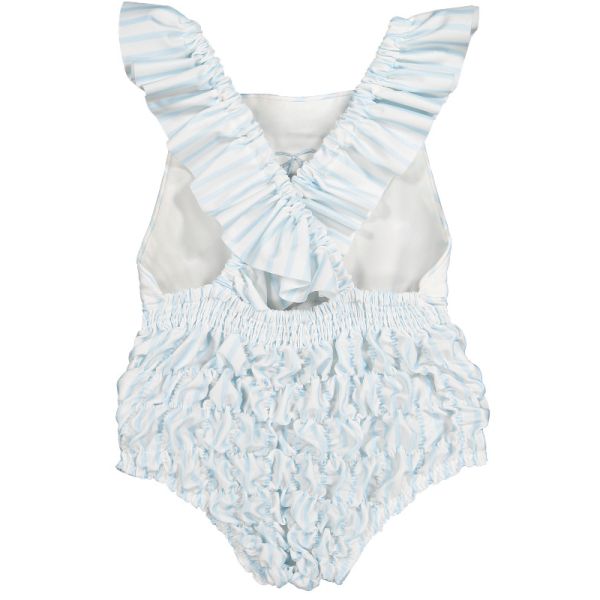  Stripes Blue Frilled Swimsuit