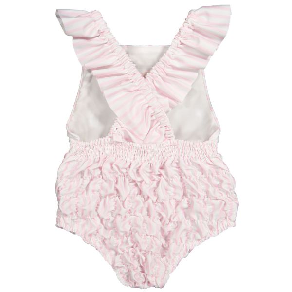 Stripes Pink Frilled Swimsuit