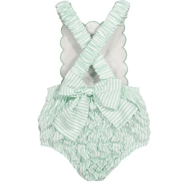 Mint Bows Cotton Frilled Swimsuit