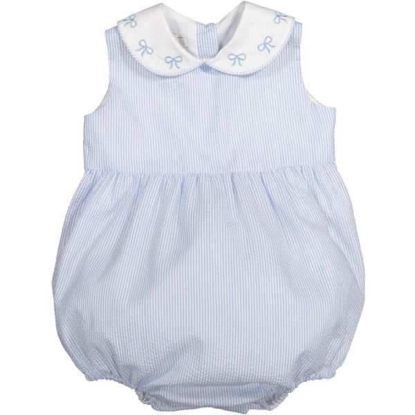Blue Seersucker Romper