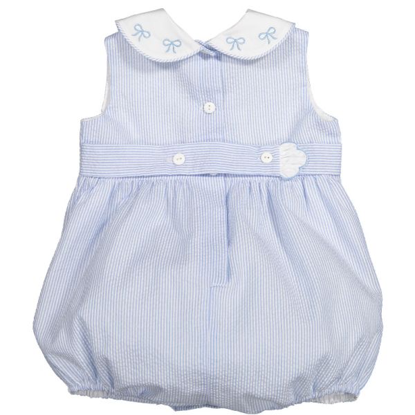 Blue Seersucker Romper