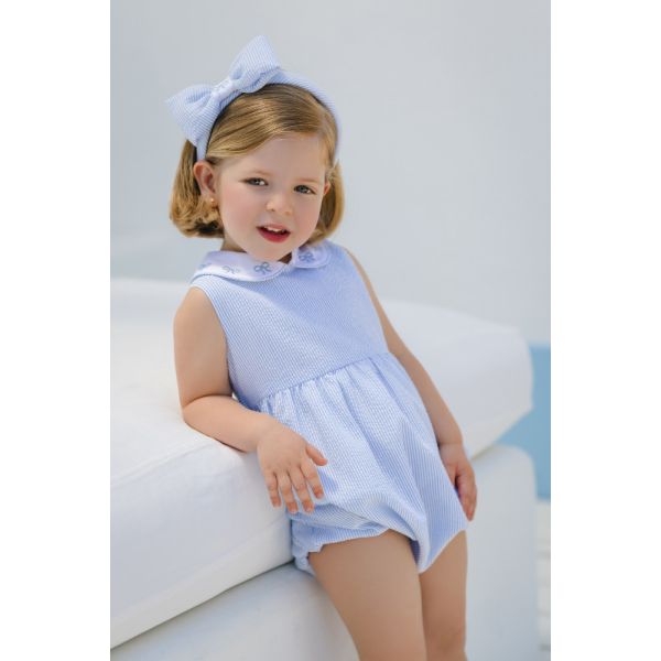 Blue Seersucker Romper