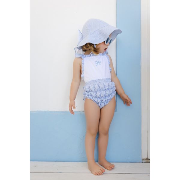 Blue Seersucker Sunny Hat