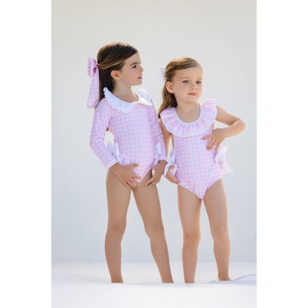  Gingham Pink Rashguard