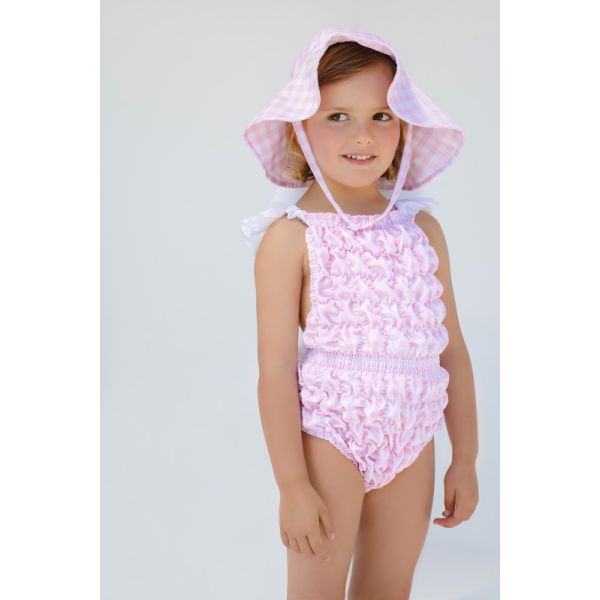  Gingham Pink Lycra Sunny Hat