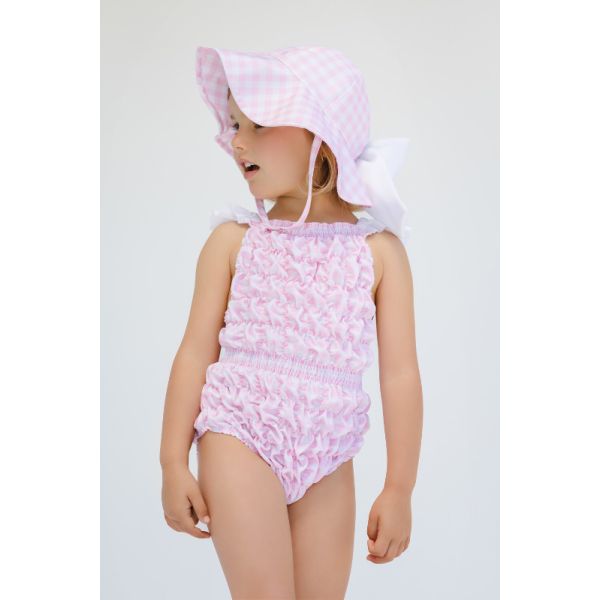  Gingham Pink Lycra Sunny Hat