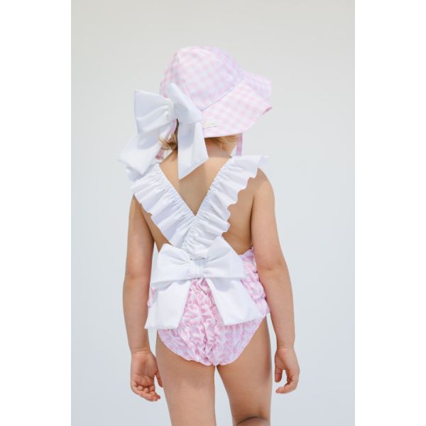  Gingham Pink Lycra Sunny Hat