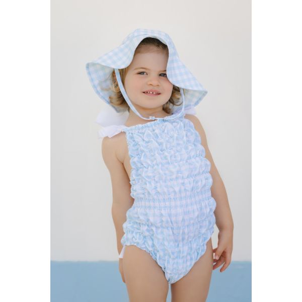  Gingham Blue Lycra Sunny Hat