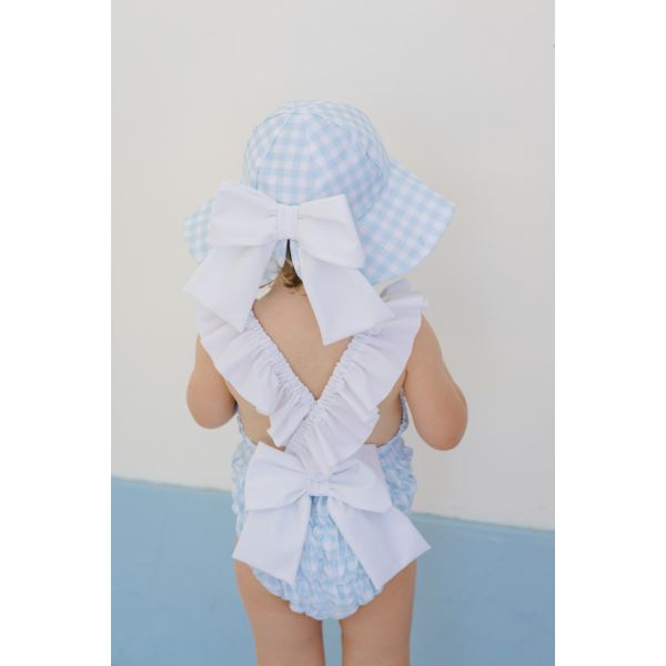  Gingham Blue Lycra Sunny Hat