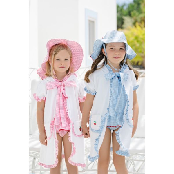 Gingham Mix Pink Sunny Hat