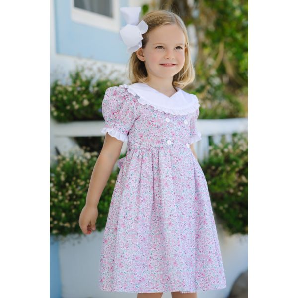  Pink Ditsy Floral Dress