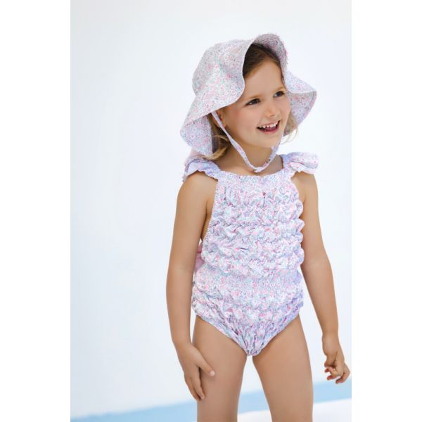  Pink Ditsy Floral Lycra Sunny Hat