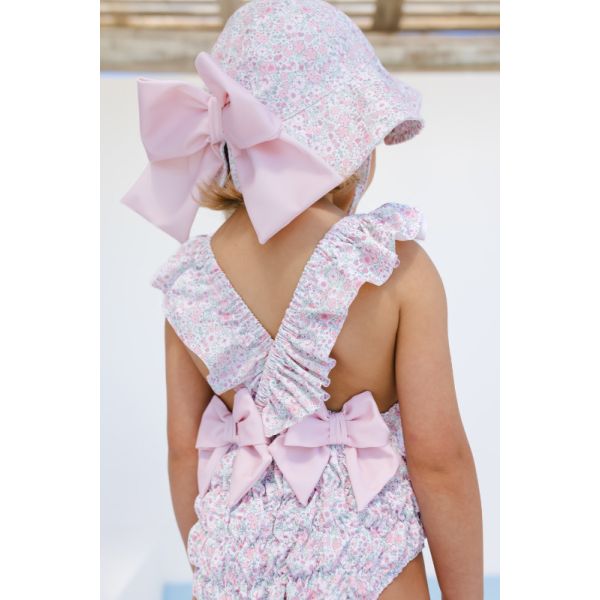  Pink Ditsy Floral Lycra Sunny Hat