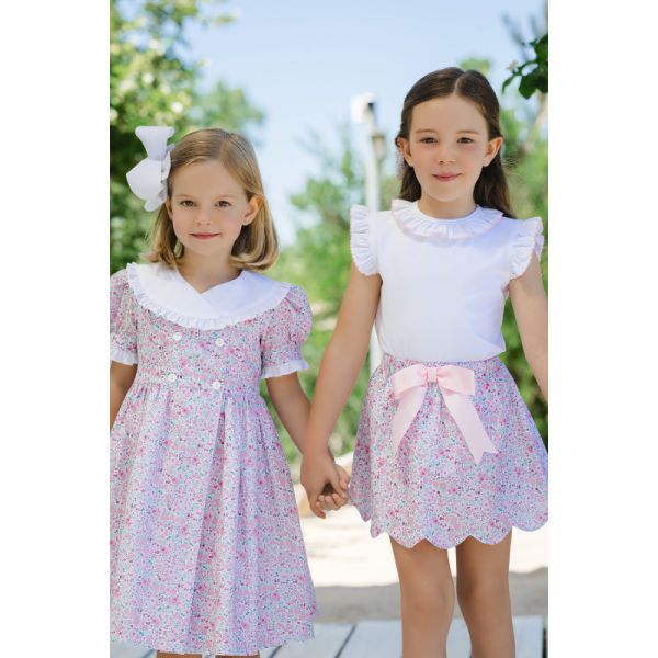 Pink Ditsy Floral Skirt