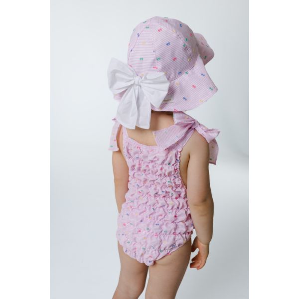  Plumeti Stripes Cotton Frilled Swimsuit