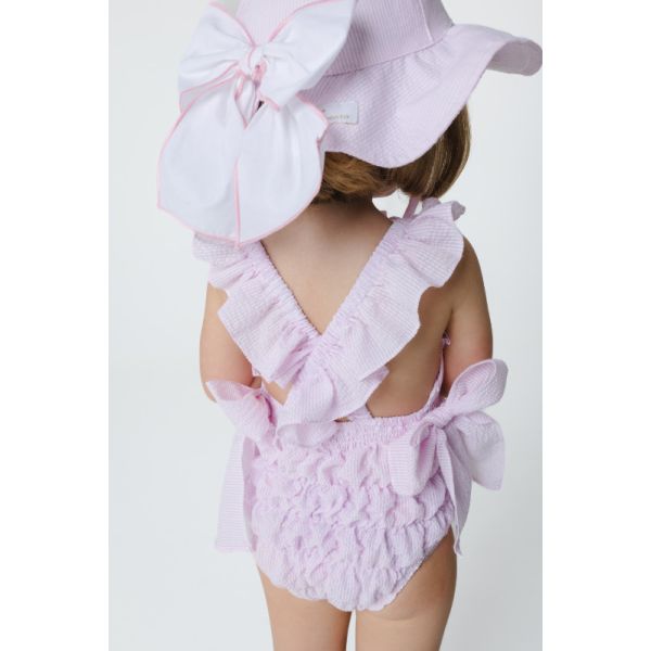  Pink Seersucker Sunny Hat