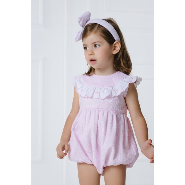  Pink Seersucker Romper