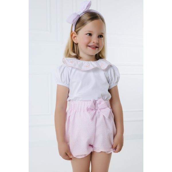 Pink Seersucker Girl Polo