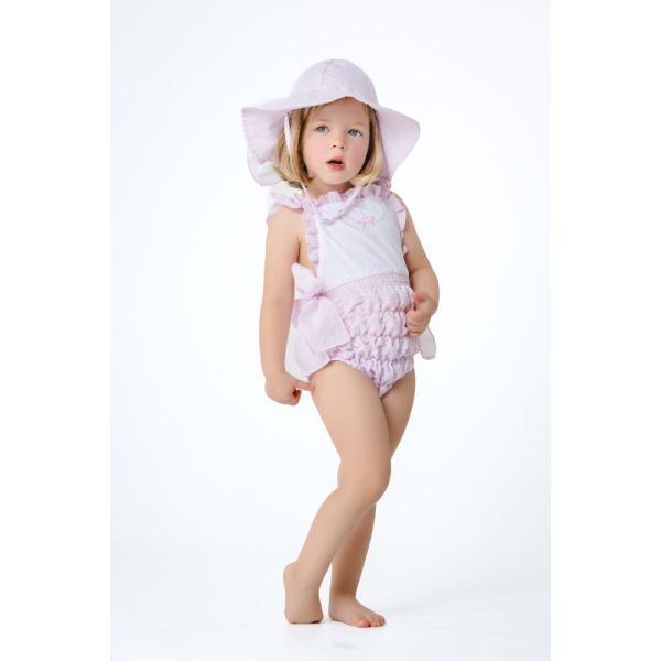  Pink Seersucker Sunny Hat