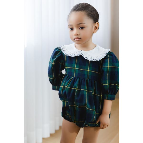 Navy Tartan Romper