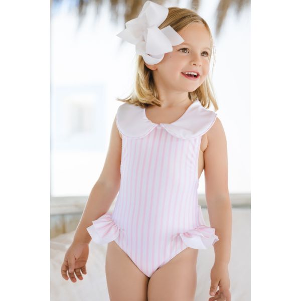  Stripes Pink Collared Swimsuit